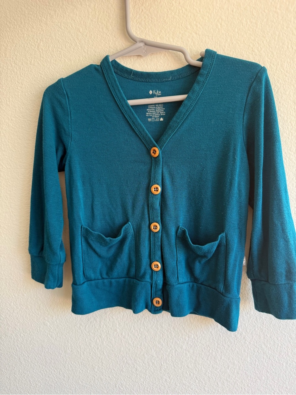 Kyte BABY Teal Button-Down Cardigan with Wooden Buttons